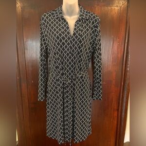 Brooks Brothers 346 Classic Navy & White Patterned Dress-Size M